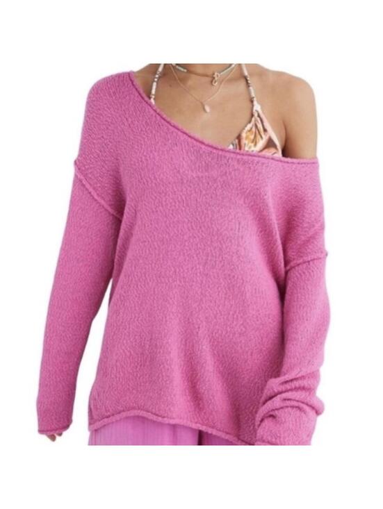aerie Sweaters - Aerie Pink Oversized Scoop Neck Knit Sweater Size Small
